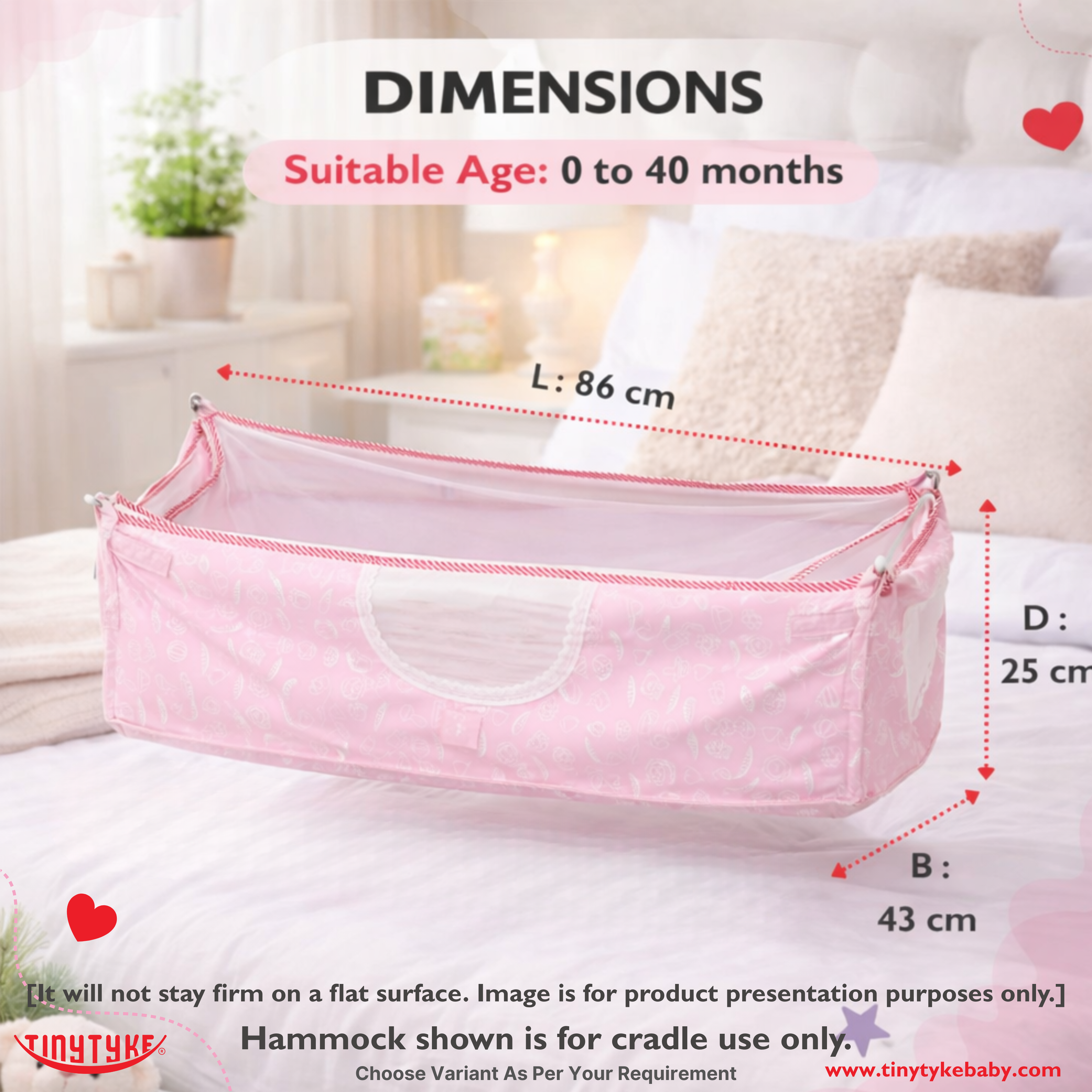 TinyTyke- Square Hammock With Pipe Kit With Mattress | With Mosquito Net Protection