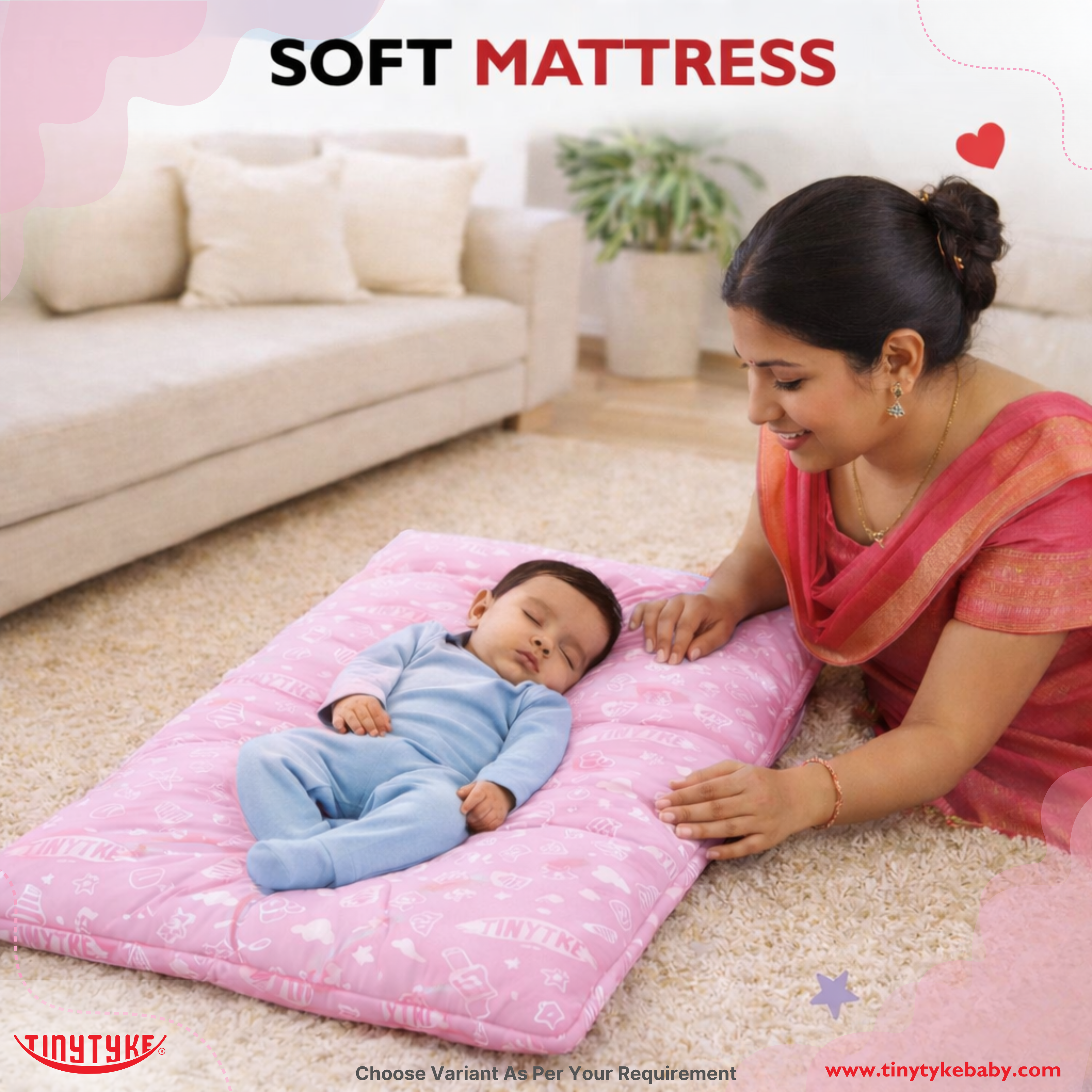 TinyTyke- Square Hammock With Pipe Kit With Mattress | With Mosquito Net Protection