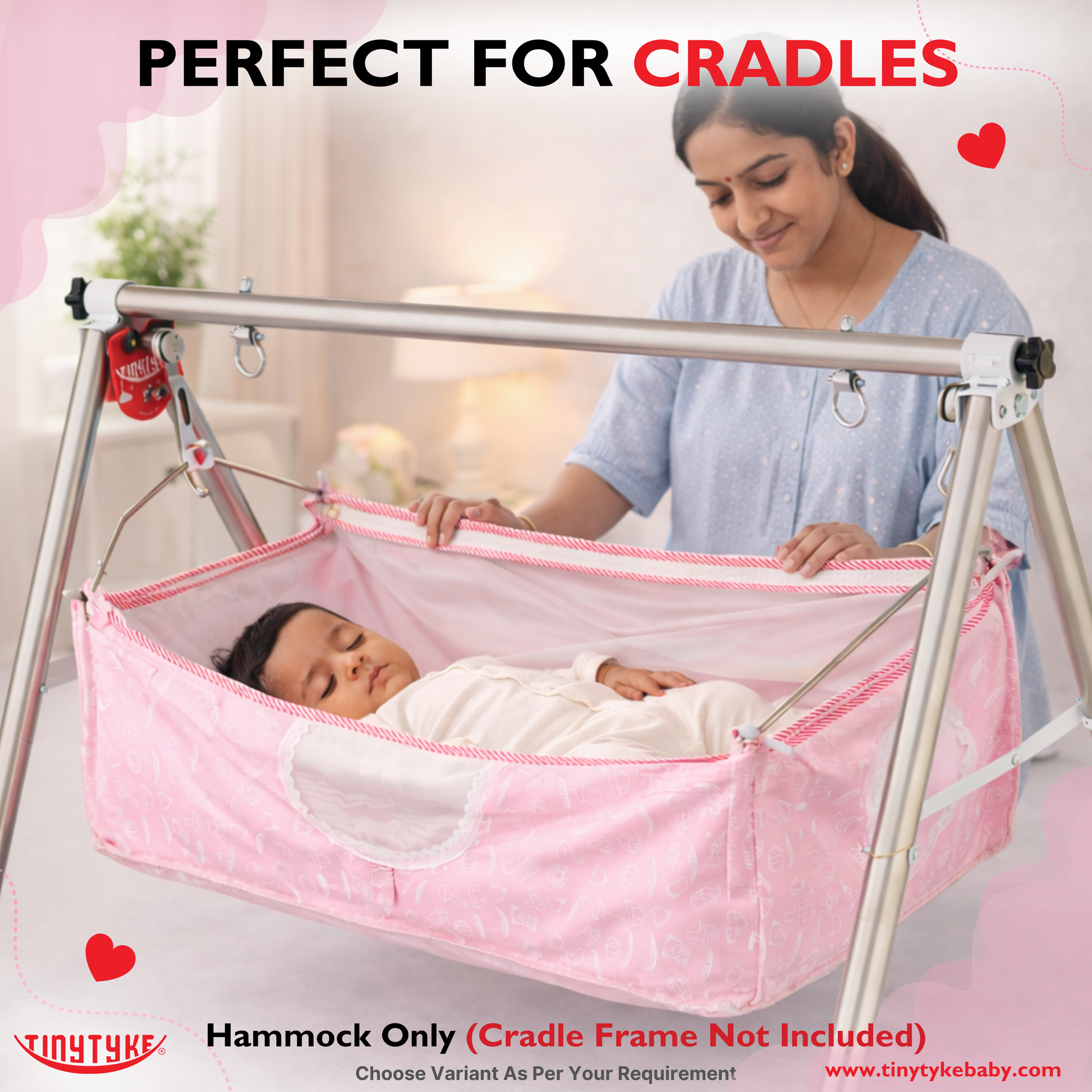 TinyTyke- Square Hammock With Pipe Kit With Mattress | With Mosquito Net Protection