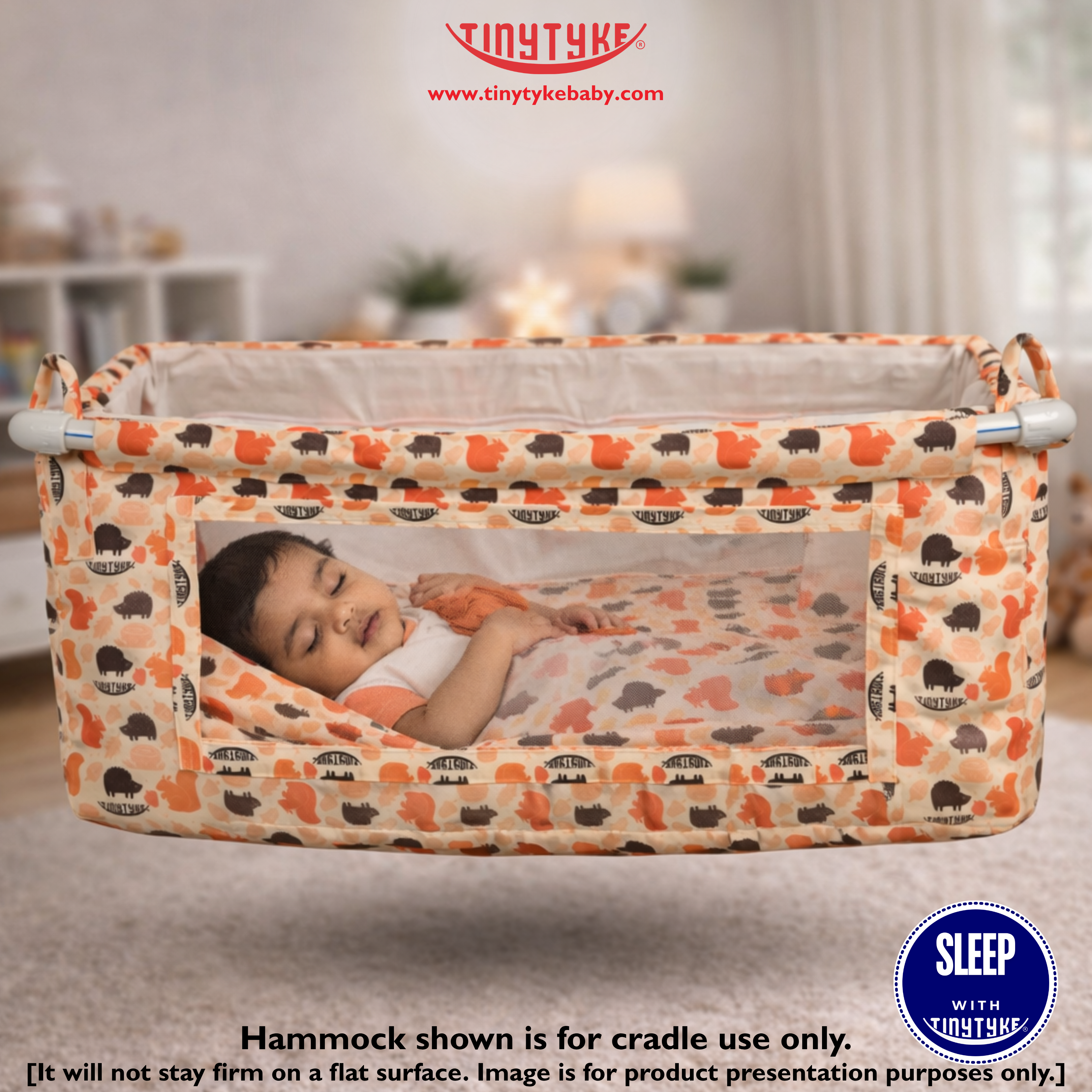 TinyTyke- Premium Square Hammock With See Through Mesh With Mattress