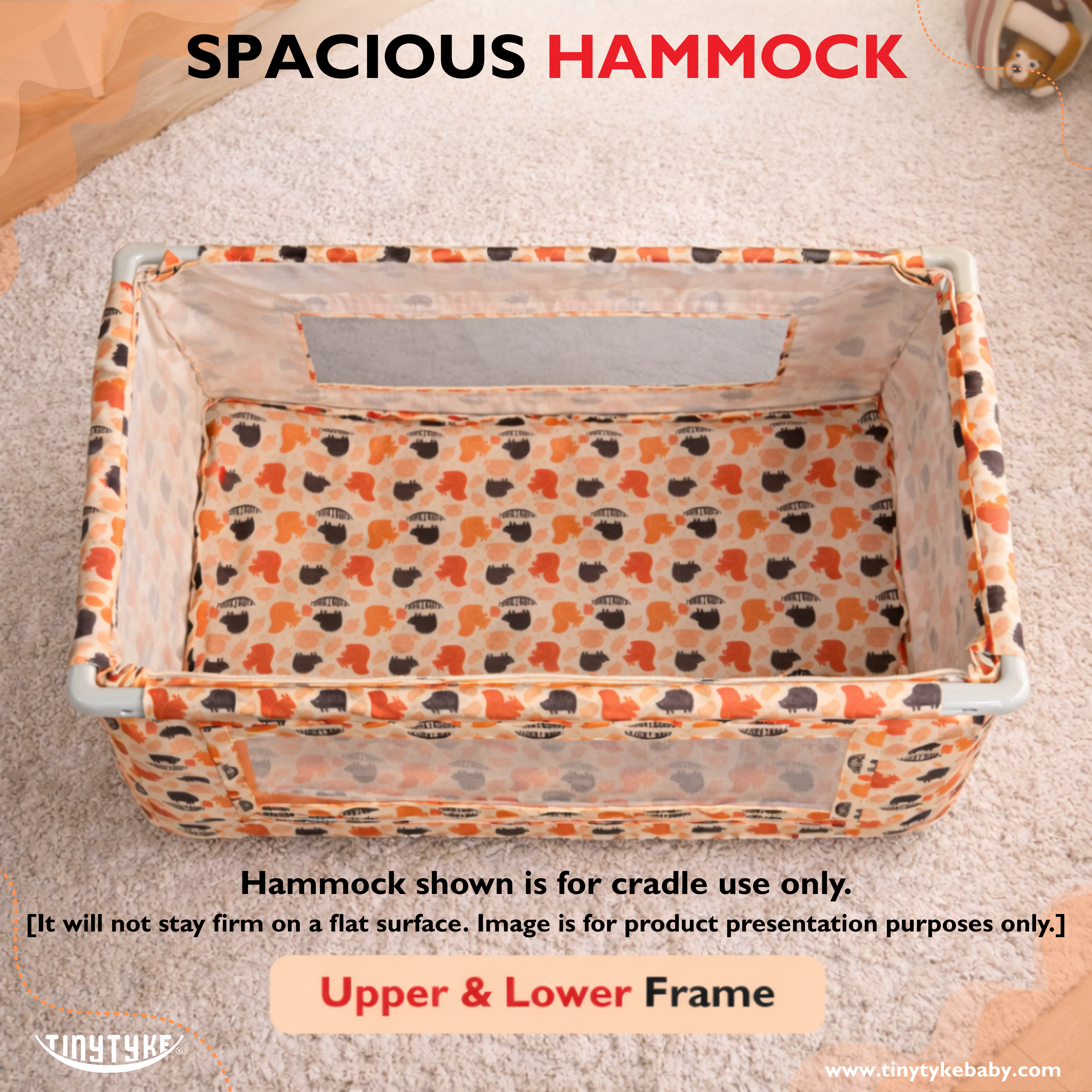TinyTyke- Premium Square Hammock With See Through Mesh With Mattress