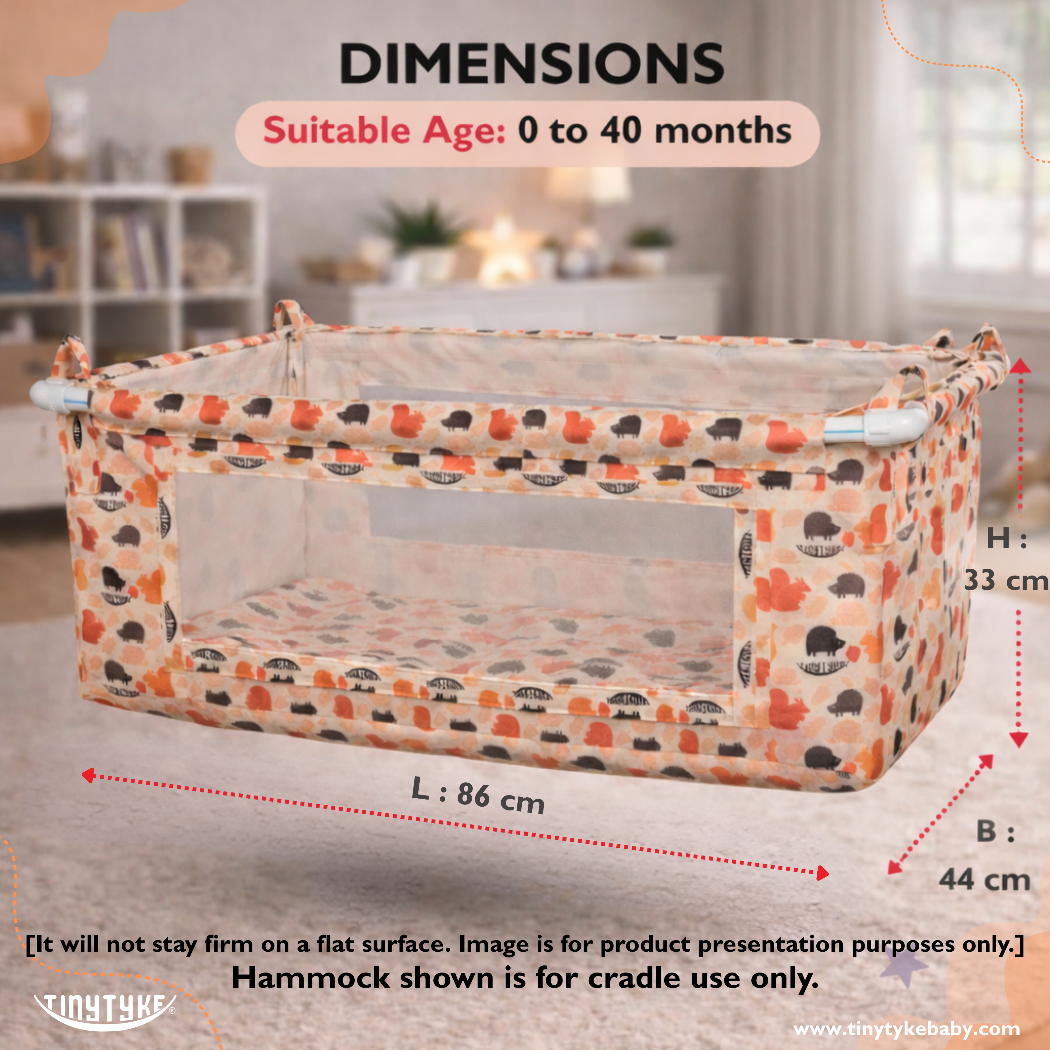 TinyTyke- Premium Square Hammock With See Through Mesh With Mattress