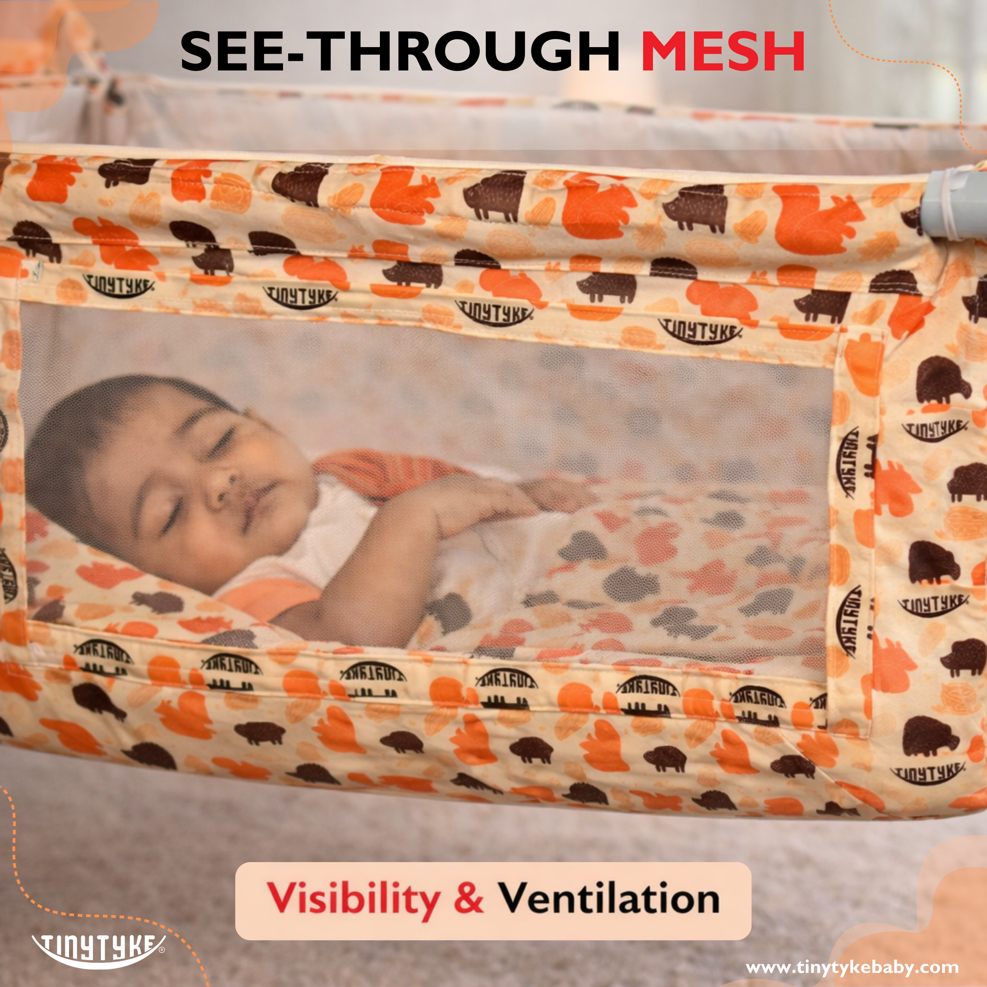 TinyTyke- Premium Square Hammock With See Through Mesh With Mattress