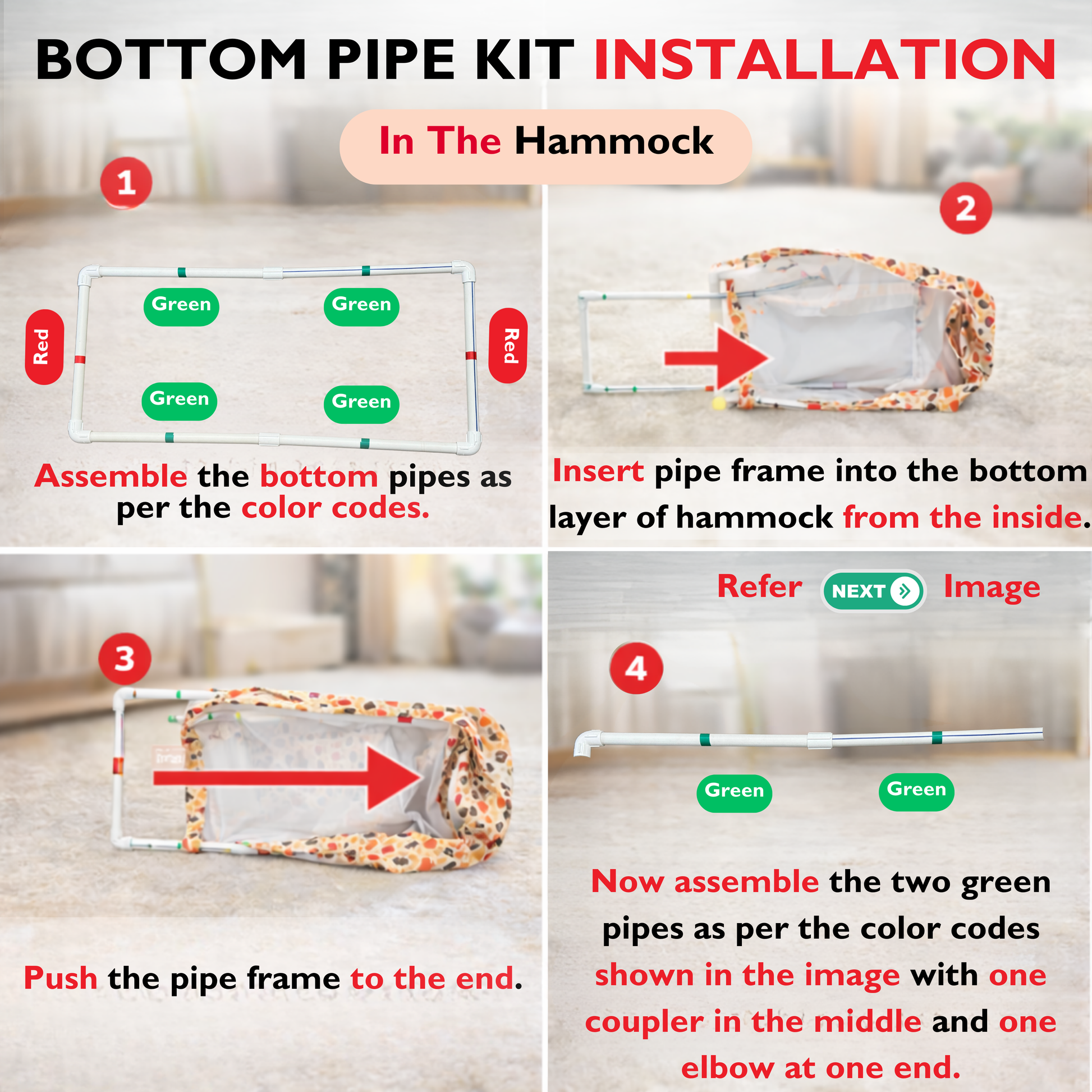 TinyTyke- Premium Square Hammock With See Through Mesh With Mattress