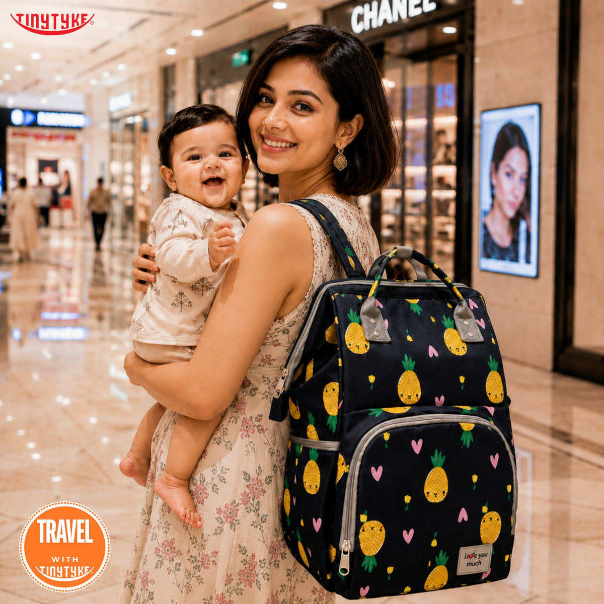 TinyTyke- Smart Organizer Baby Diaper Backpack Bag | Insulated Bottle Pockets