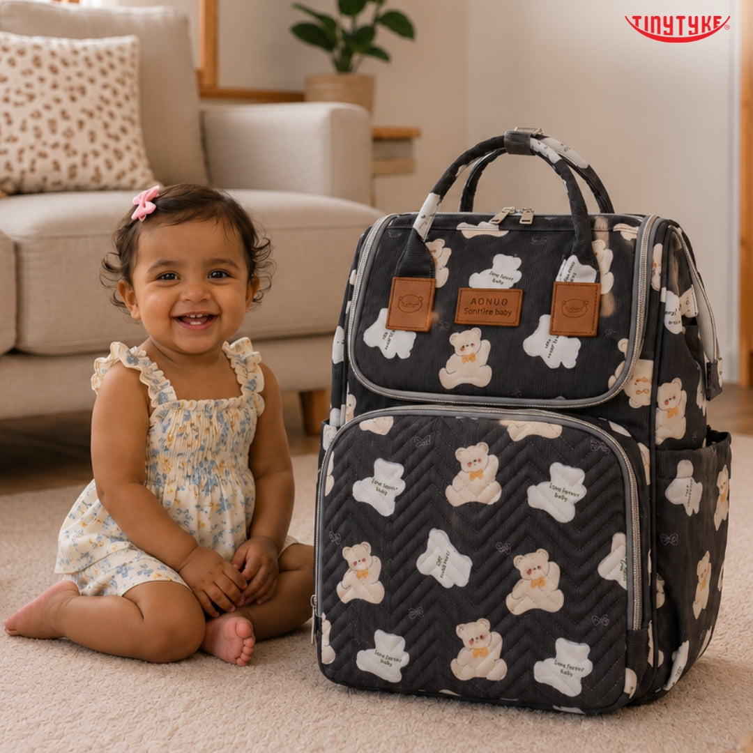 TinyTyke- Smart Organizer Baby Diaper Backpack Bag | Insulated Bottle Pockets
