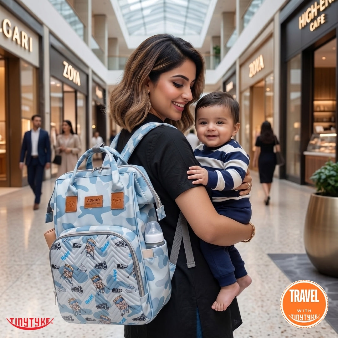 TinyTyke- Smart Organizer Baby Diaper Backpack Bag | Insulated Bottle Pockets