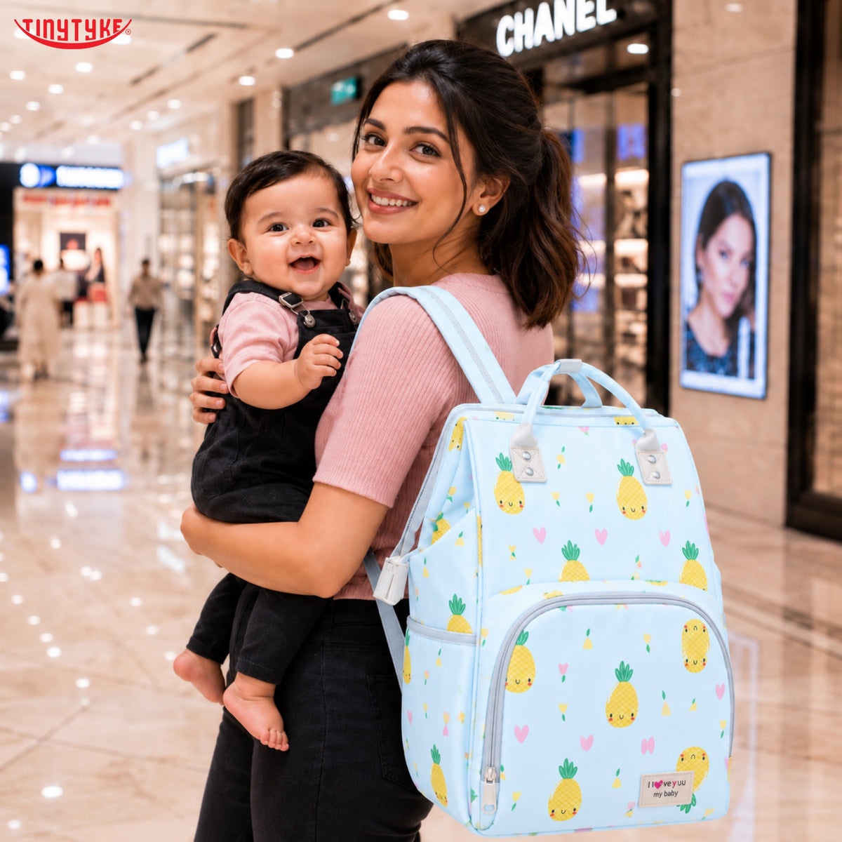 TinyTyke- Smart Organizer Baby Diaper Backpack Bag | Insulated Bottle Pockets