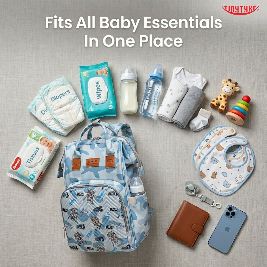 TinyTyke- Smart Organizer Baby Diaper Backpack Bag | Insulated Bottle Pockets