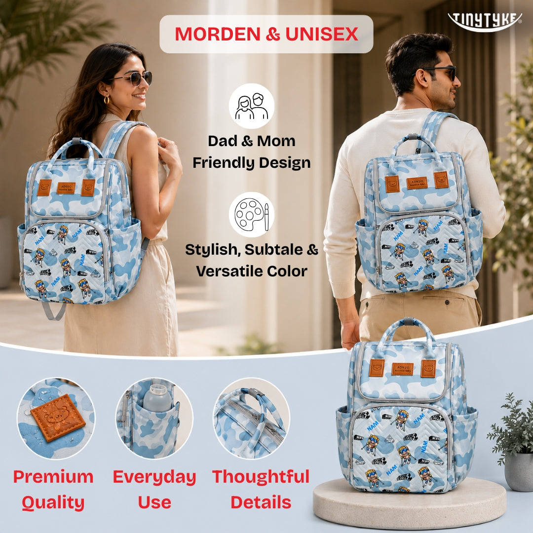 TinyTyke- Smart Organizer Baby Diaper Backpack Bag | Insulated Bottle Pockets