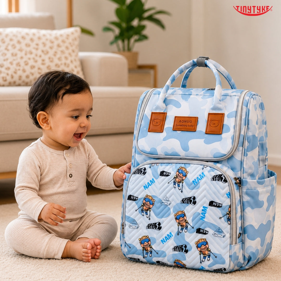 TinyTyke- Smart Organizer Baby Diaper Backpack Bag | Insulated Bottle Pockets