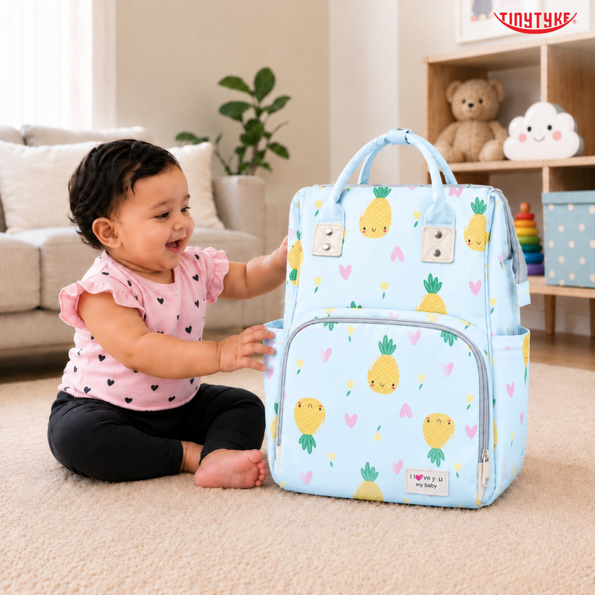 TinyTyke- Smart Organizer Baby Diaper Backpack Bag | Insulated Bottle Pockets