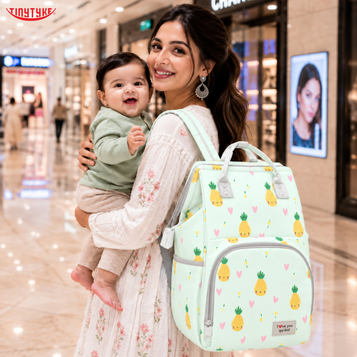 TinyTyke- Smart Organizer Baby Diaper Backpack Bag | Insulated Bottle Pockets