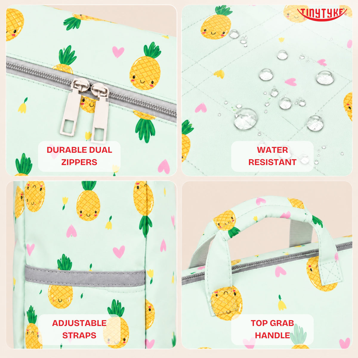 TinyTyke- Smart Organizer Baby Diaper Backpack Bag | Insulated Bottle Pockets