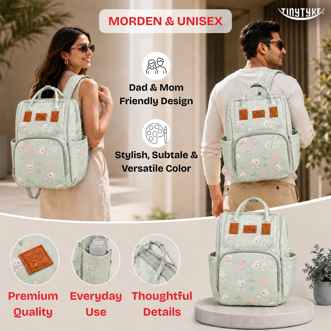TinyTyke- Smart Organizer Baby Diaper Backpack Bag | Insulated Bottle Pockets