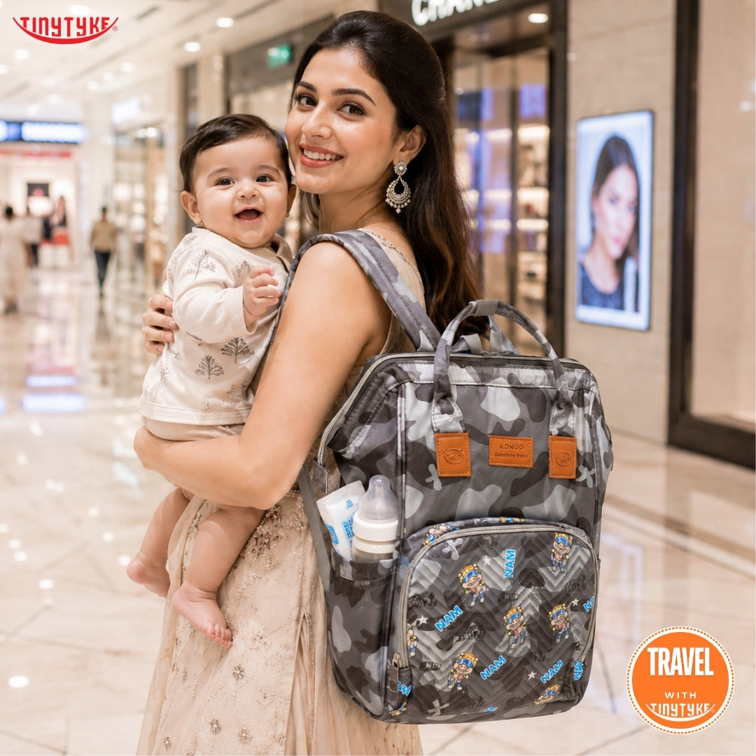 TinyTyke- Smart Organizer Baby Diaper Backpack Bag | Insulated Bottle Pockets