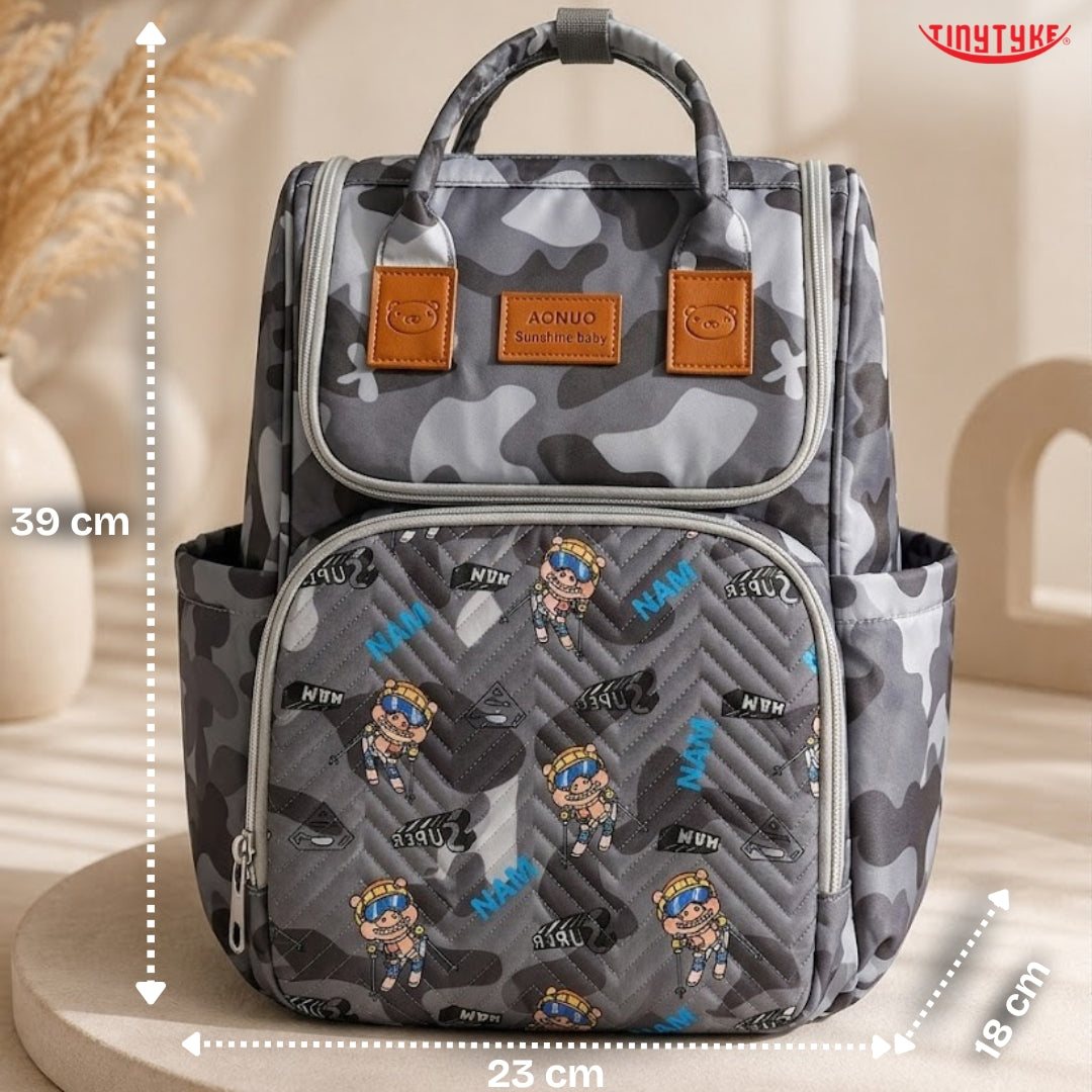 TinyTyke- Smart Organizer Baby Diaper Backpack Bag | Insulated Bottle Pockets