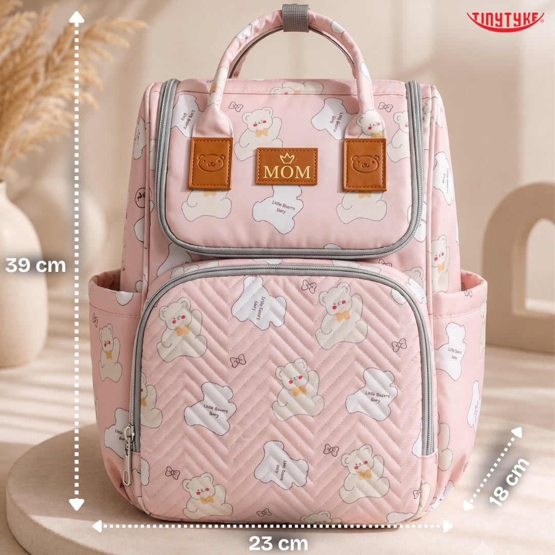 TinyTyke- Smart Organizer Baby Diaper Backpack Bag | Insulated Bottle Pockets