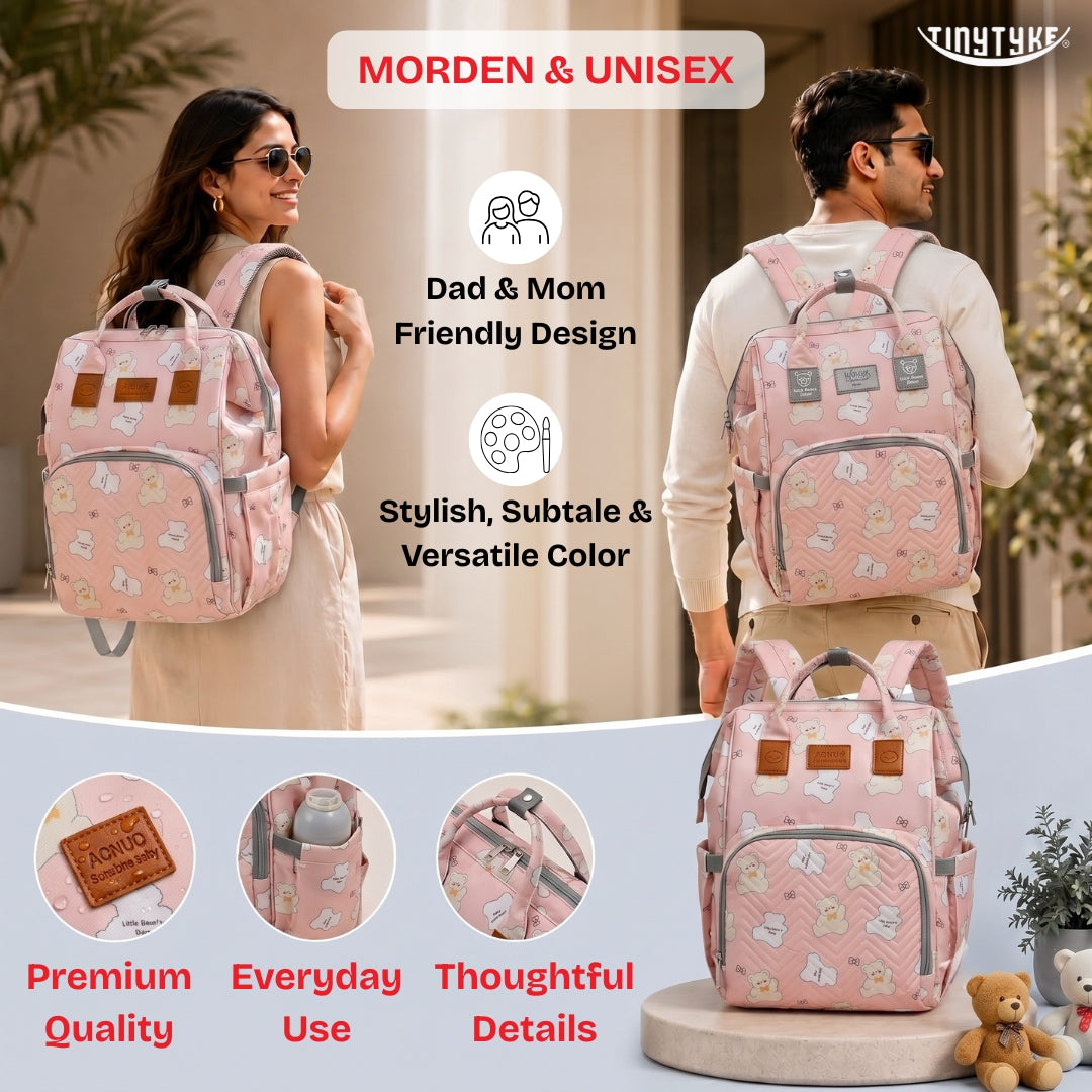 TinyTyke- Smart Organizer Baby Diaper Backpack Bag | Insulated Bottle Pockets