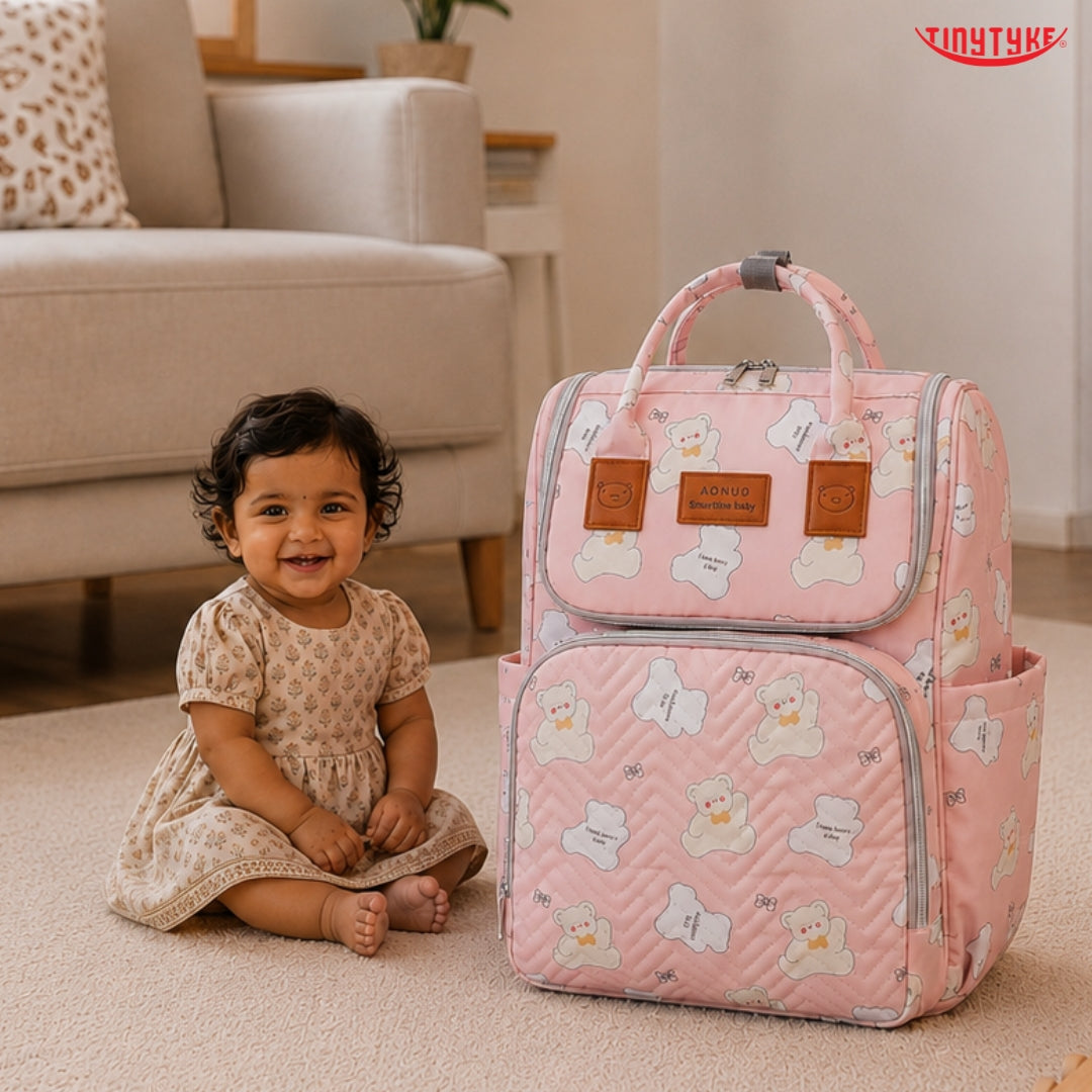 TinyTyke- Smart Organizer Baby Diaper Backpack Bag | Insulated Bottle Pockets
