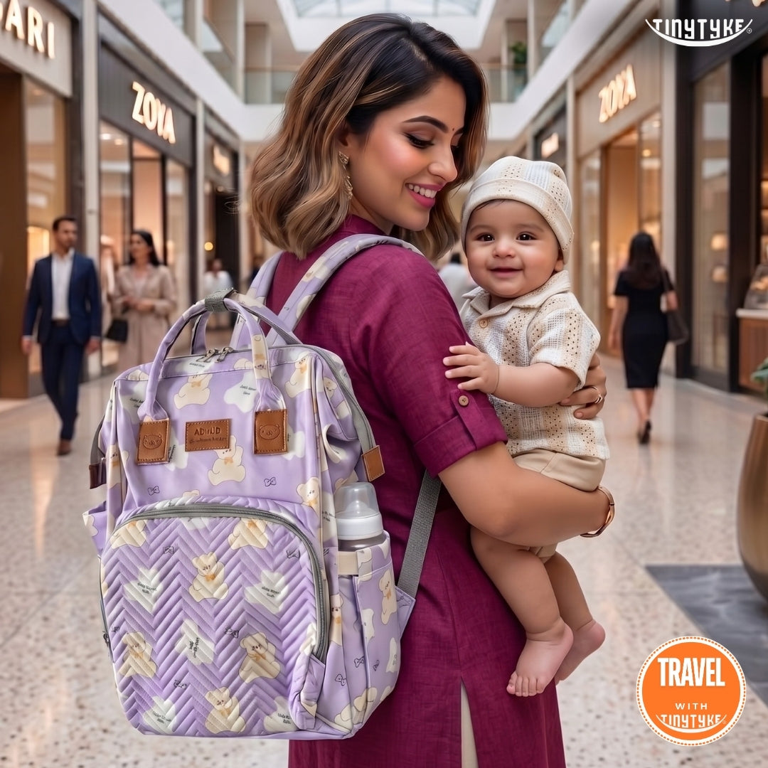 TinyTyke- Smart Organizer Baby Diaper Backpack Bag | Insulated Bottle Pockets