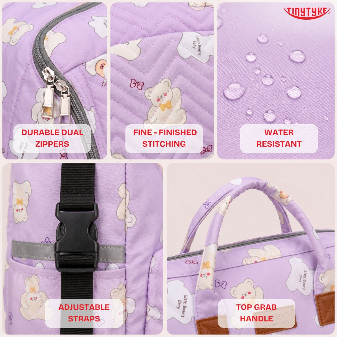 TinyTyke- Smart Organizer Baby Diaper Backpack Bag | Insulated Bottle Pockets
