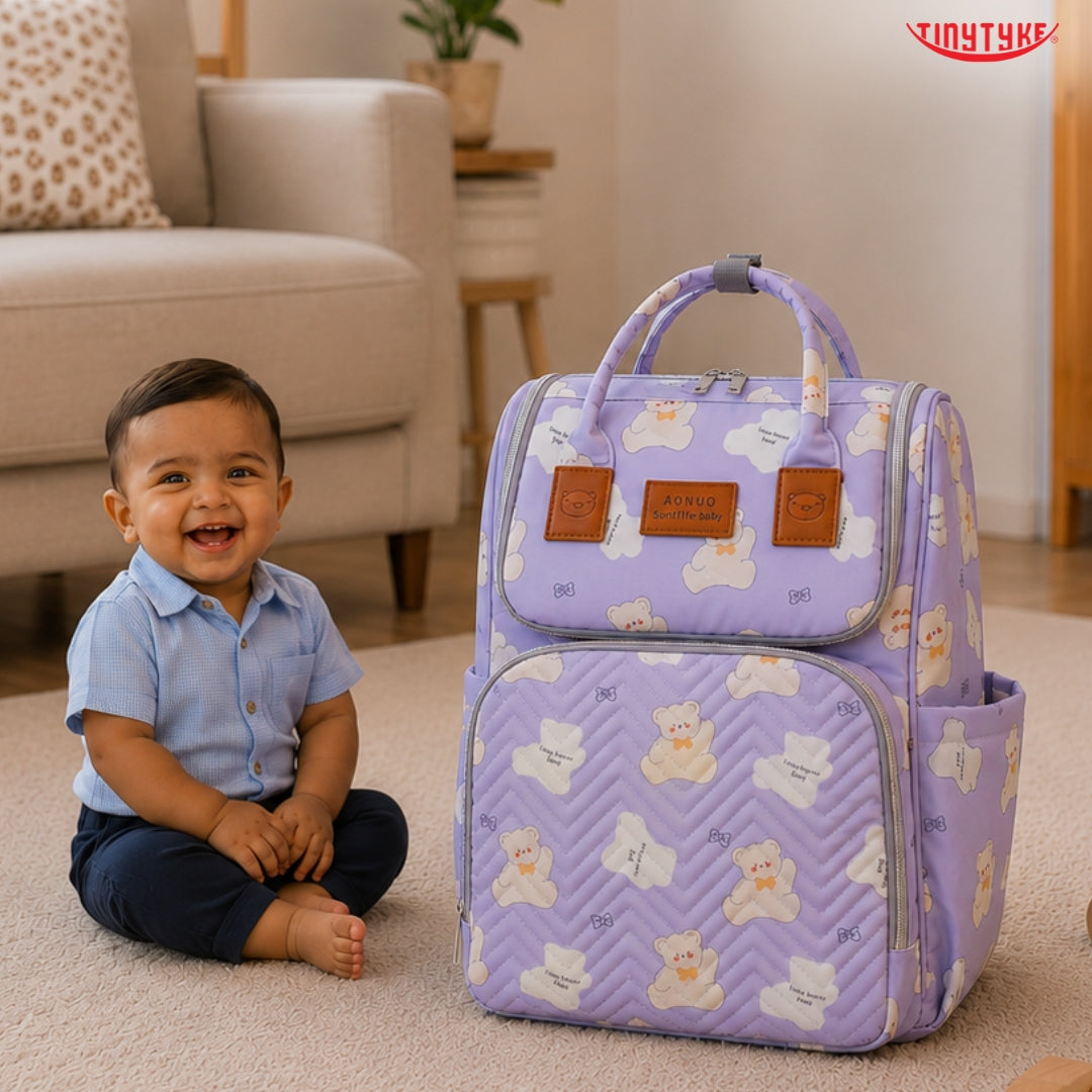 TinyTyke- Smart Organizer Baby Diaper Backpack Bag | Insulated Bottle Pockets