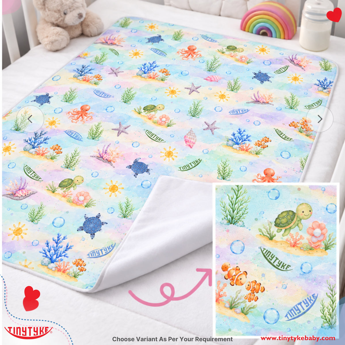 TinyTyke- Ultra-Soft Baby Dry Sheet | Waterproof & Breathable Mattress Protector (Small, Medium & Large Size)