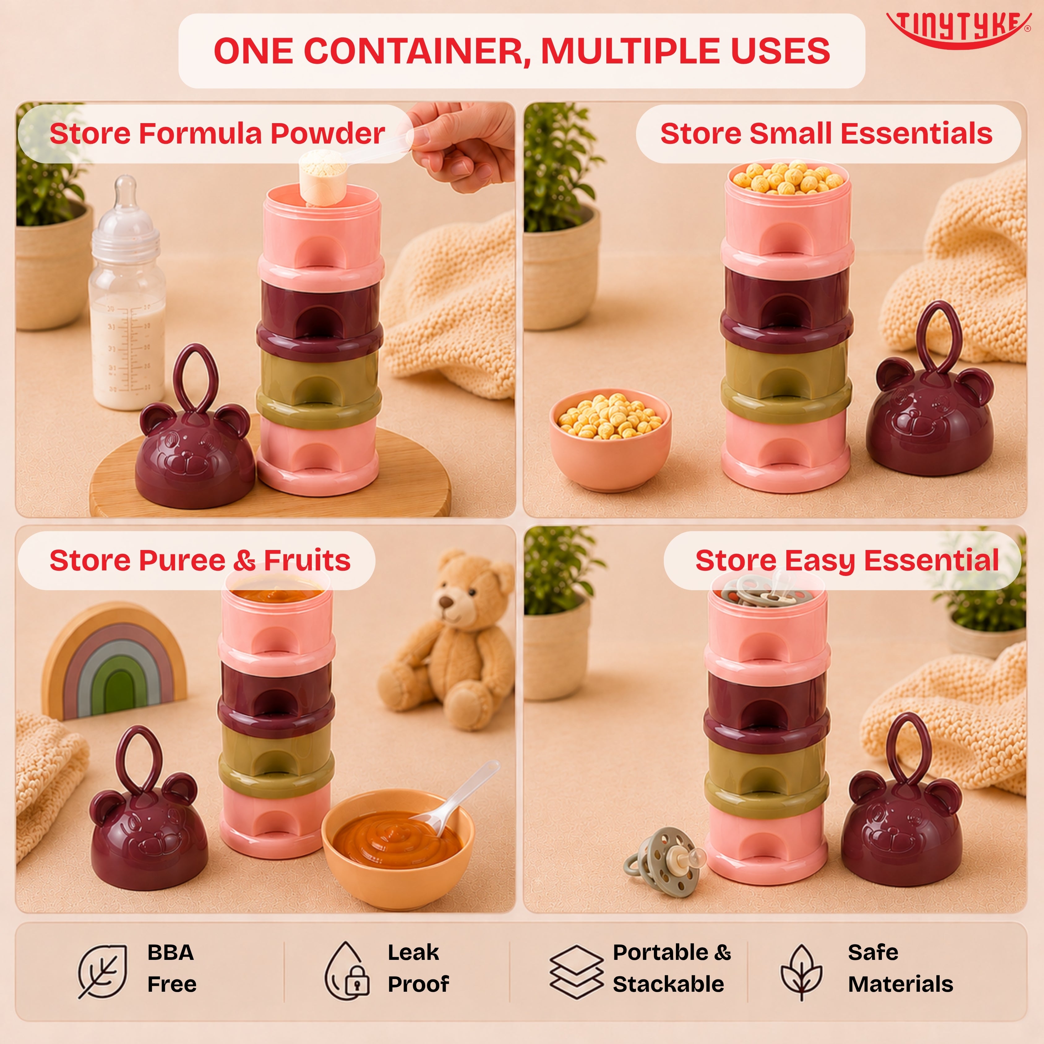 TinyTyke- Multilayered Baby Milk Powder & Food Container