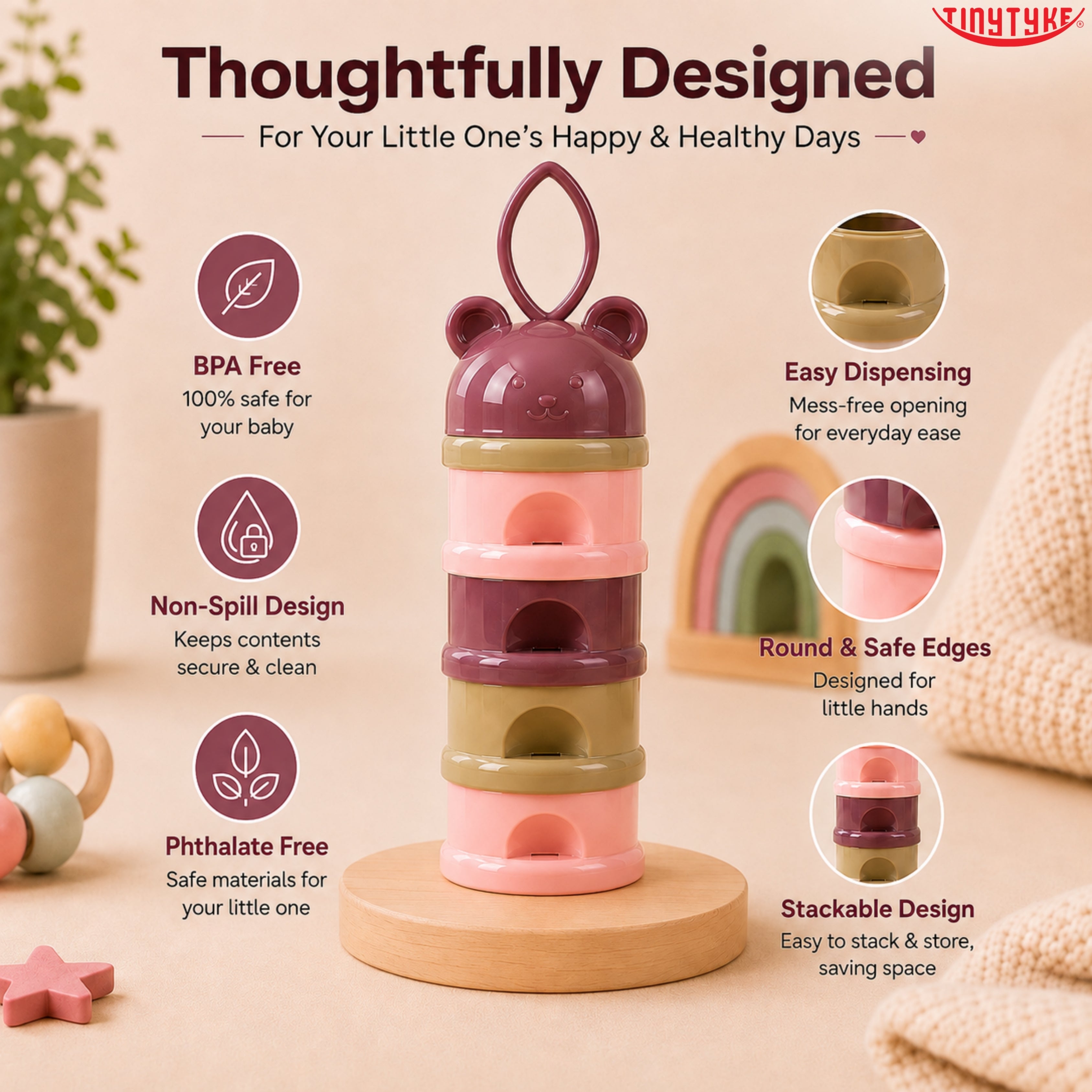 TinyTyke- Multilayered Baby Milk Powder & Food Container