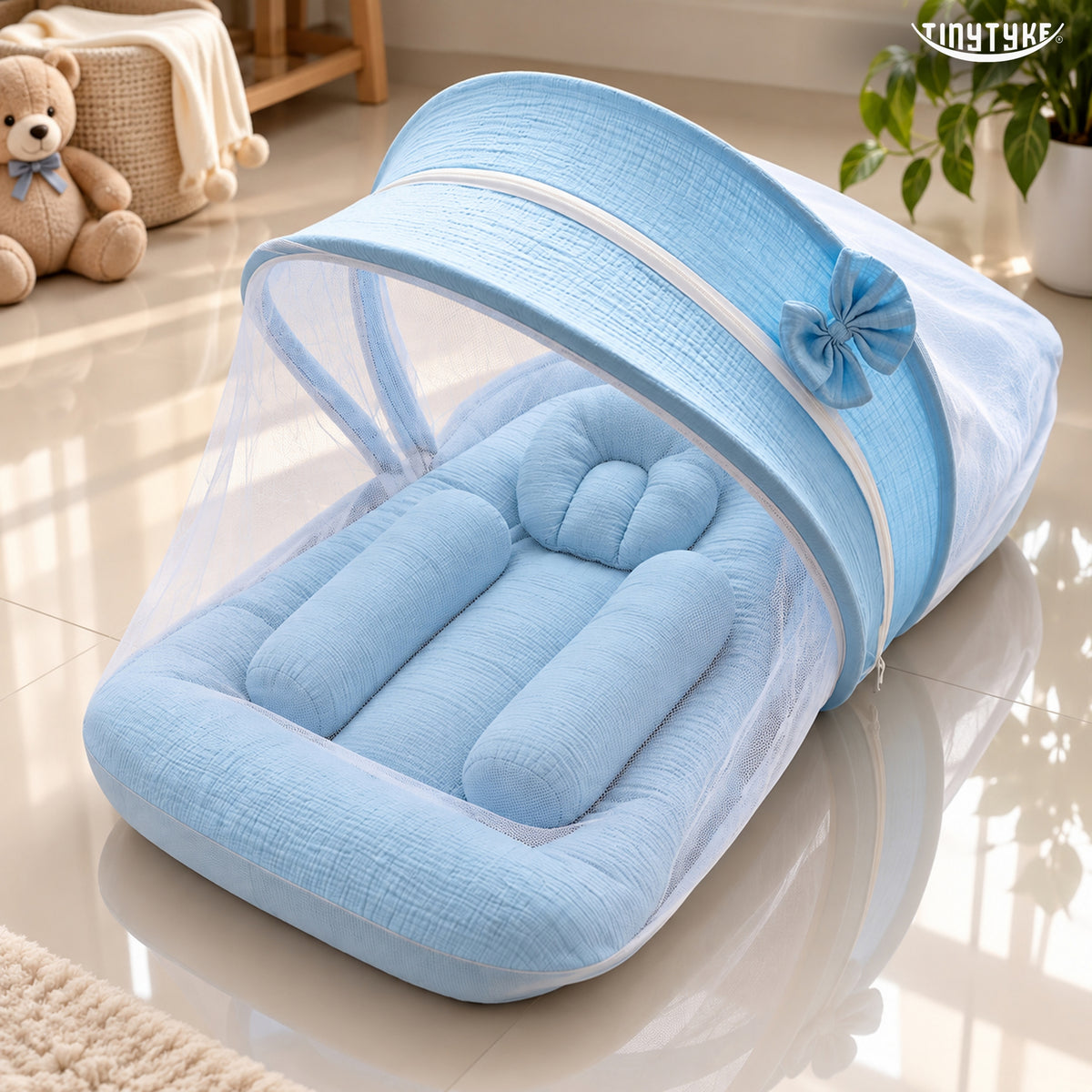 TinyTyke- Premium Crinkled Muslin Baby Mosquito Net Bed