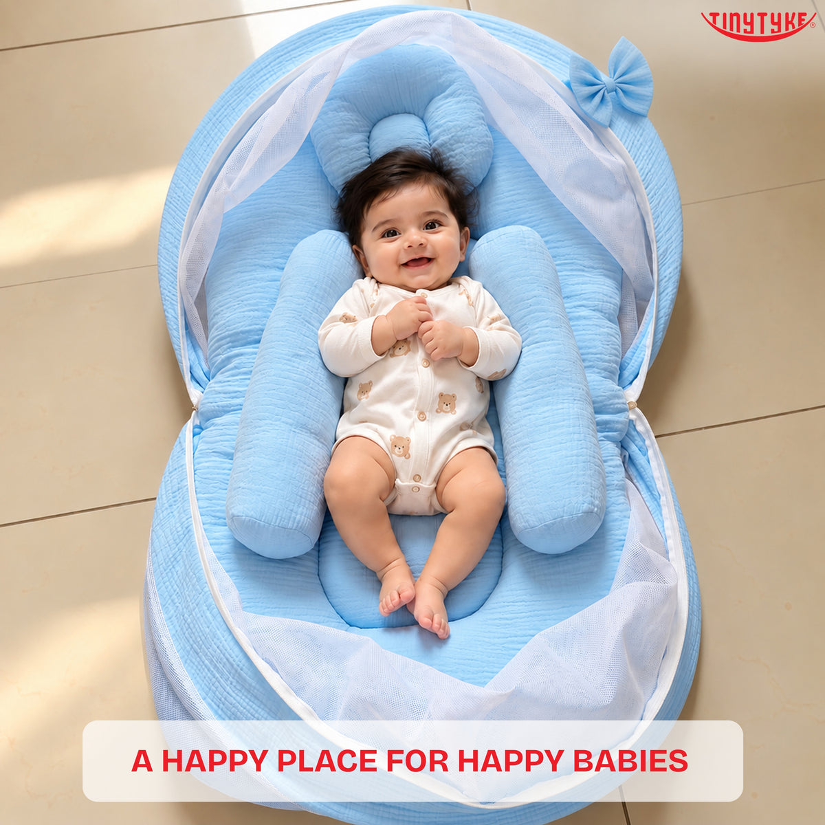 TinyTyke- Premium Crinkled Muslin Baby Mosquito Net Bed