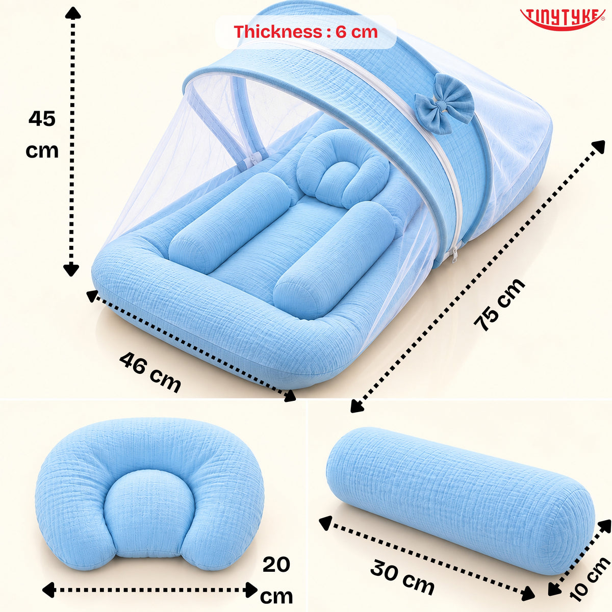 TinyTyke- Premium Crinkled Muslin Baby Mosquito Net Bed