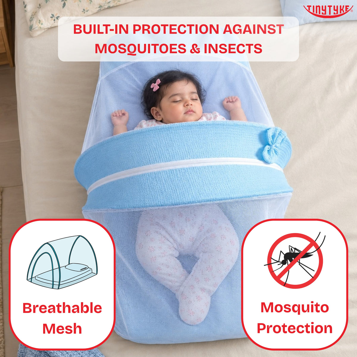 TinyTyke- Premium Crinkled Muslin Baby Mosquito Net Bed