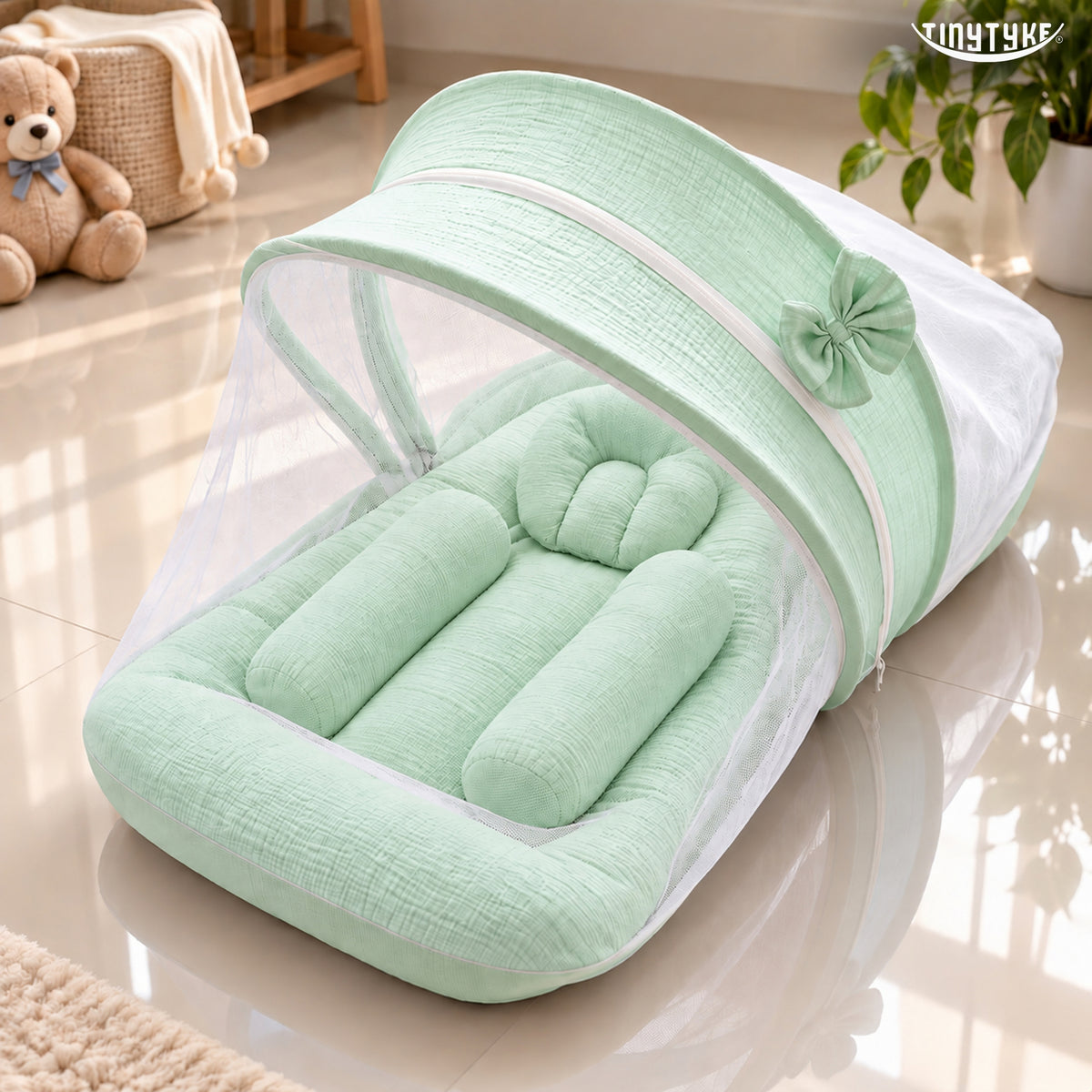TinyTyke- Premium Crinkled Muslin Baby Mosquito Net Bed