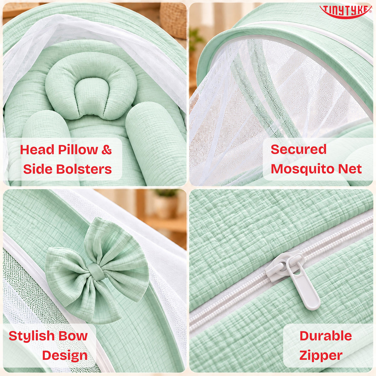TinyTyke- Premium Crinkled Muslin Baby Mosquito Net Bed
