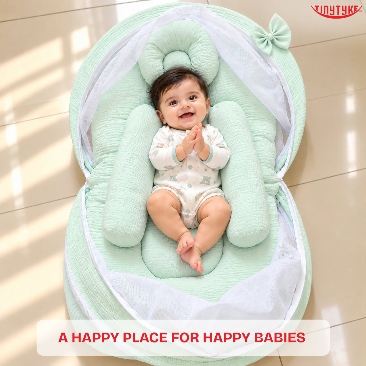 TinyTyke- Premium Crinkled Muslin Baby Mosquito Net Bed