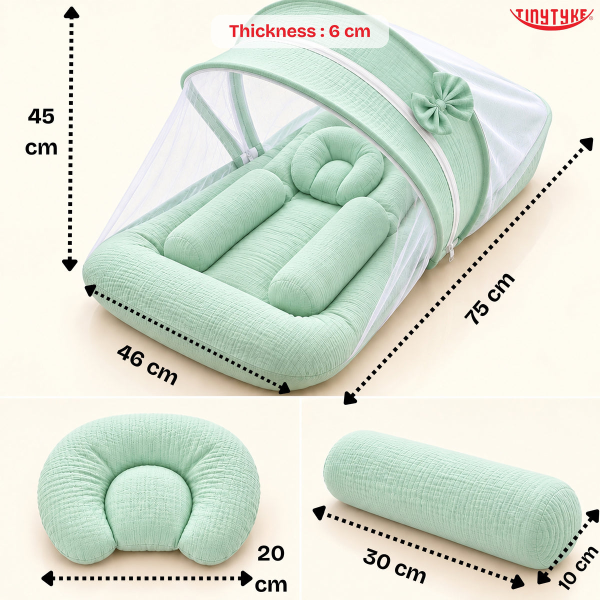 TinyTyke- Premium Crinkled Muslin Baby Mosquito Net Bed