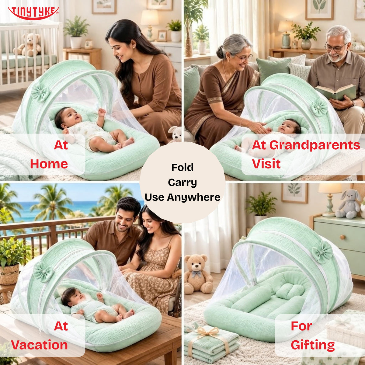 TinyTyke- Premium Crinkled Muslin Baby Mosquito Net Bed