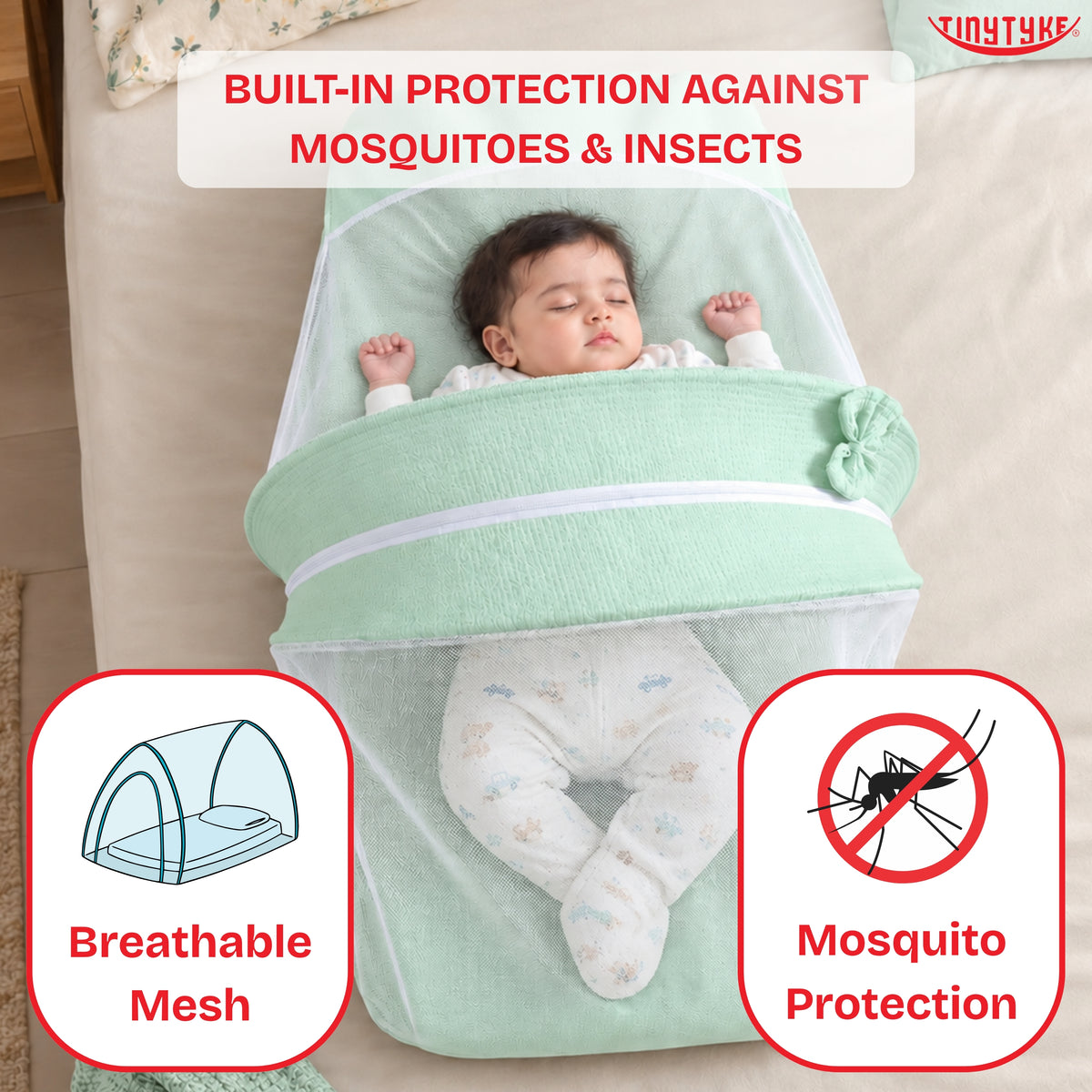 TinyTyke- Premium Crinkled Muslin Baby Mosquito Net Bed