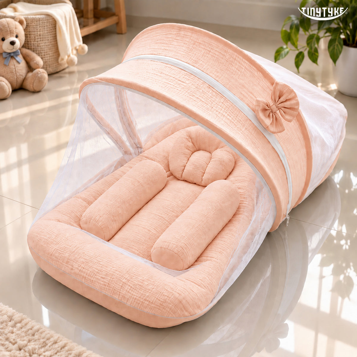 TinyTyke- Premium Crinkled Muslin Baby Mosquito Net Bed