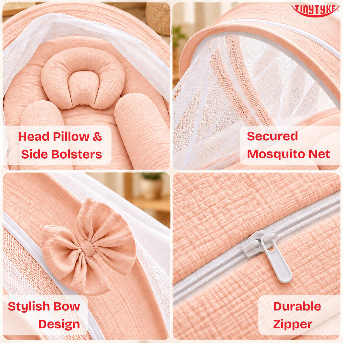 TinyTyke- Premium Crinkled Muslin Baby Mosquito Net Bed