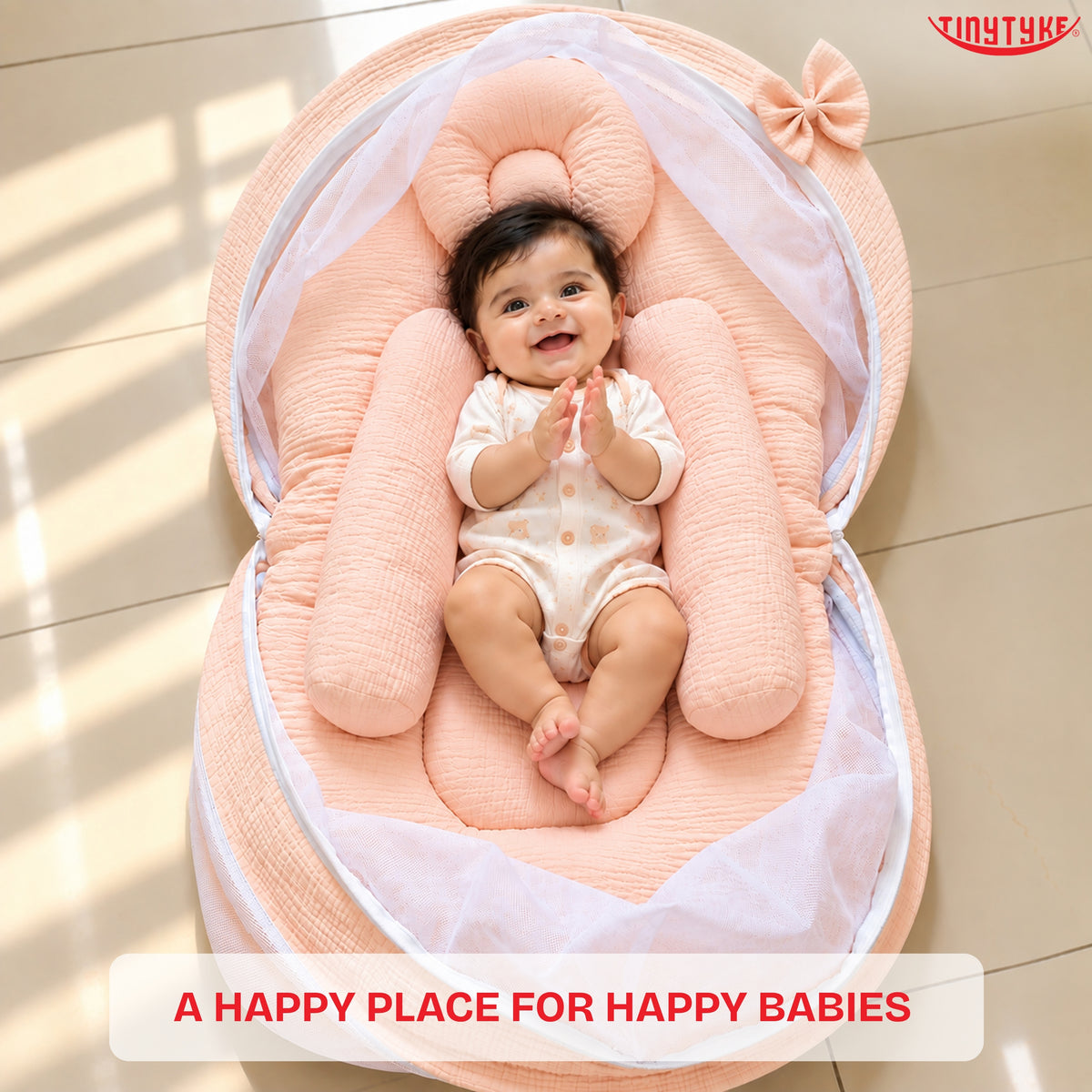 TinyTyke- Premium Crinkled Muslin Baby Mosquito Net Bed