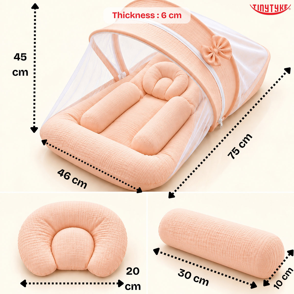 TinyTyke- Premium Crinkled Muslin Baby Mosquito Net Bed