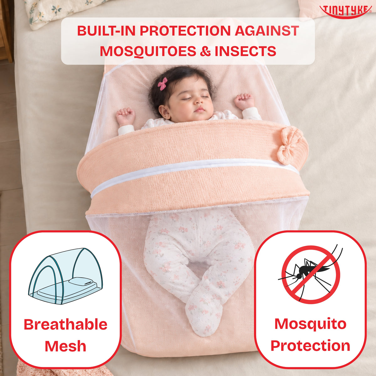 TinyTyke- Premium Crinkled Muslin Baby Mosquito Net Bed