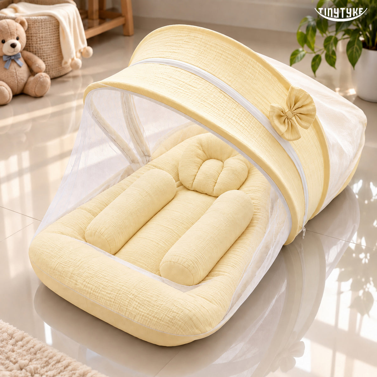 TinyTyke- Premium Crinkled Muslin Baby Mosquito Net Bed
