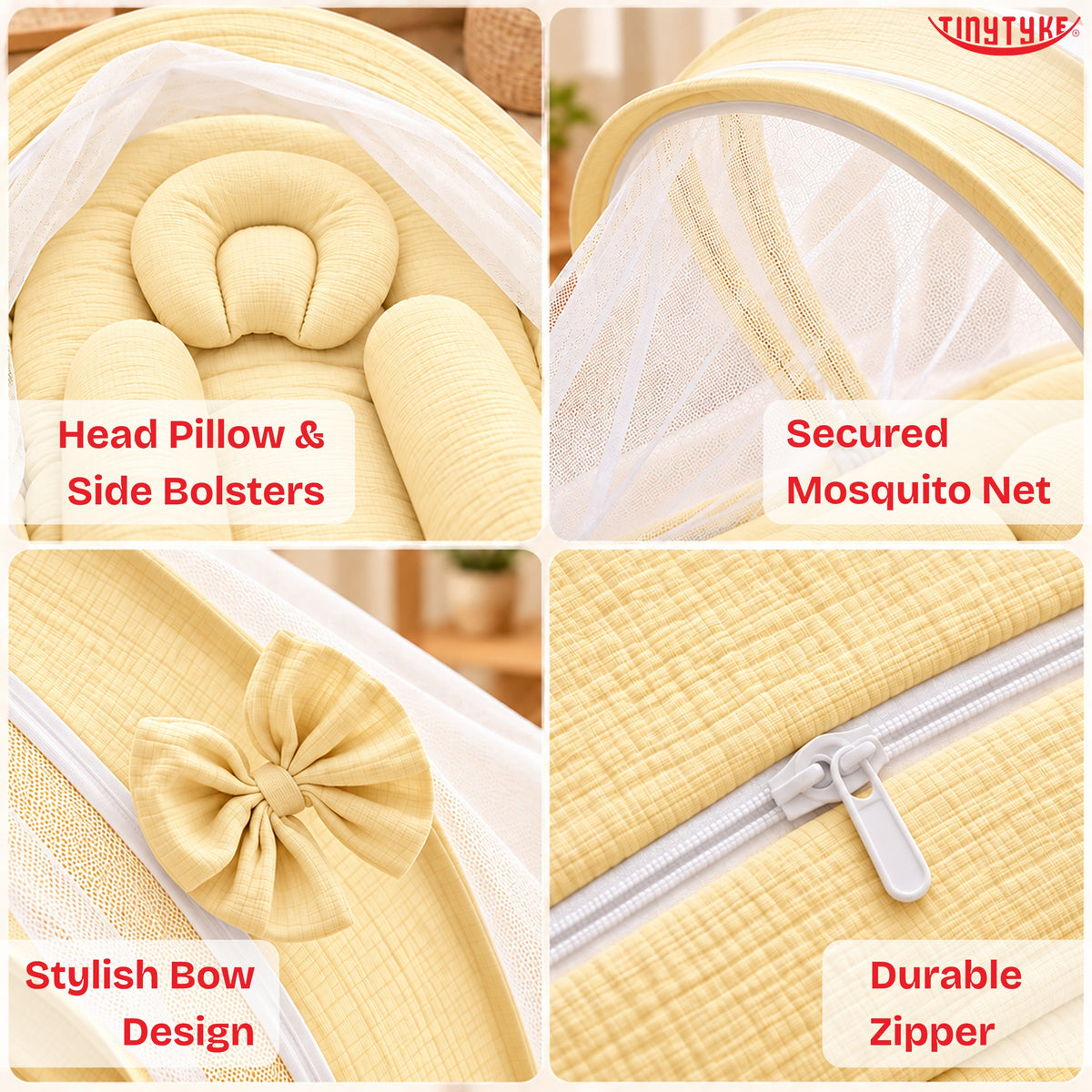 TinyTyke- Premium Crinkled Muslin Baby Mosquito Net Bed
