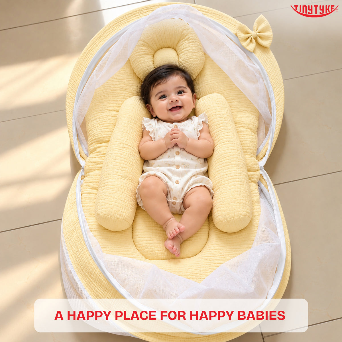 TinyTyke- Premium Crinkled Muslin Baby Mosquito Net Bed
