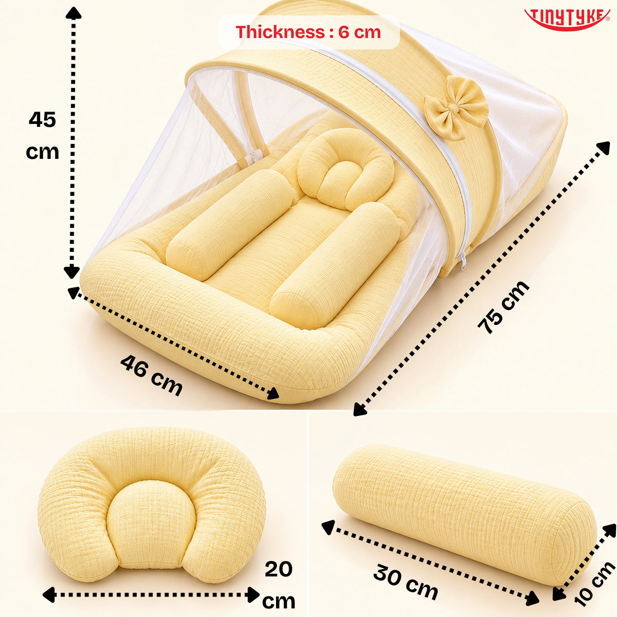 TinyTyke- Premium Crinkled Muslin Baby Mosquito Net Bed