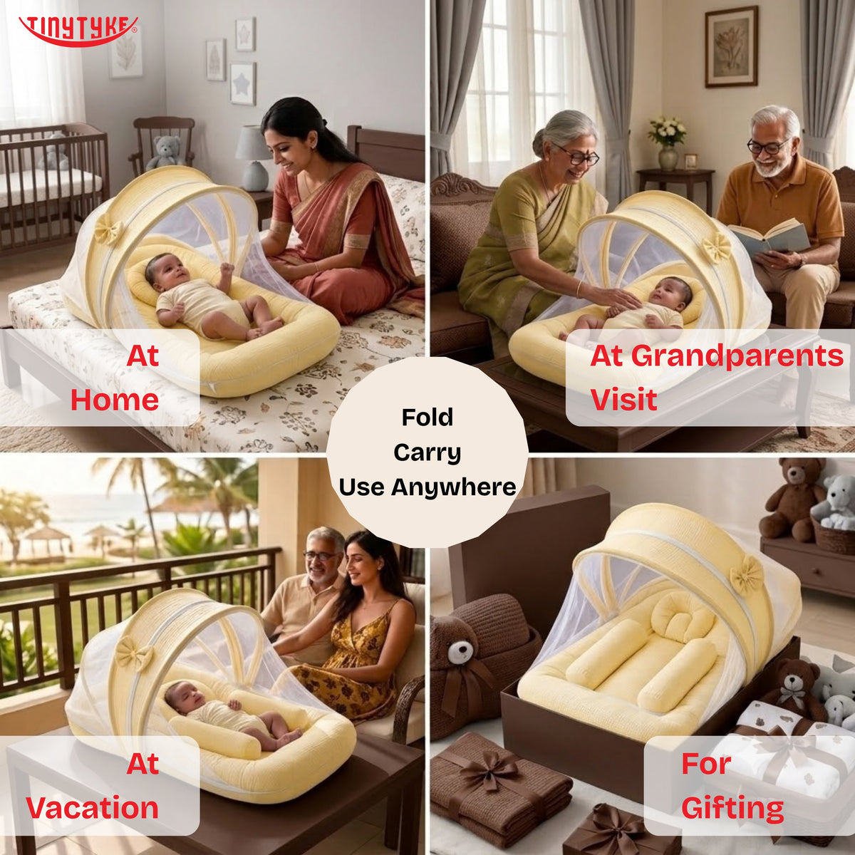 TinyTyke- Premium Crinkled Muslin Baby Mosquito Net Bed
